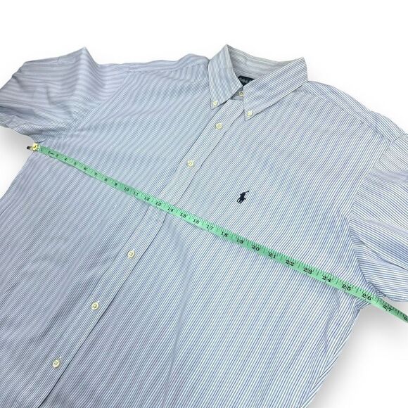 Ralph Lauren Shirt 17.5 34/35 Blue Pinstripe Yarmouth Long Sleeve Button Down‎ - Picture 7 of 9